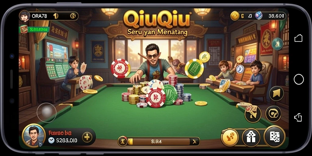 Screenshot gameplay ORA78 menunjukkan keseruan bermain QiuQiu.