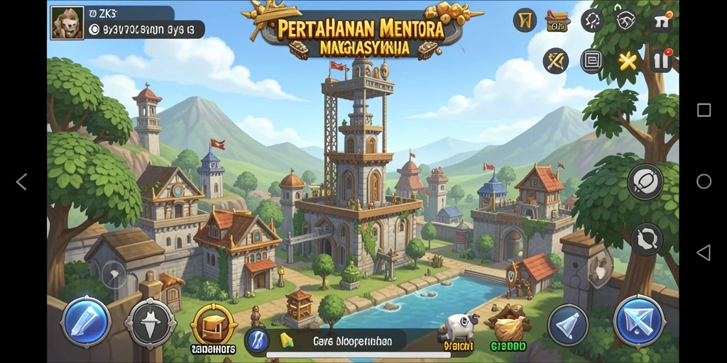 Tangkapan layar gameplay ZK3 menampilkan pertahanan menara yang strategis dan seru.